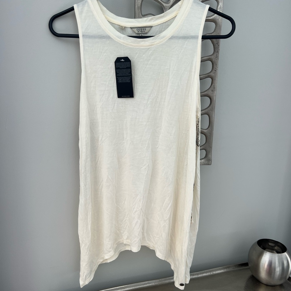 Guess Relax Beaded Crochet Top NWT Size S